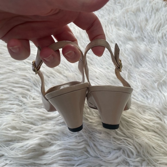 Bruno Magli Cream Slingback Leather Peep Toe Laser Cut Vintage Pumps NWOT Size 6 - Picture 6 of 11